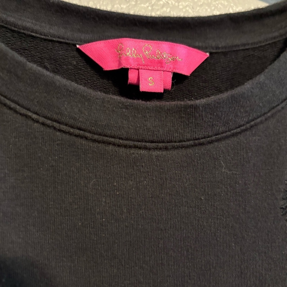 Lilly Pulitzer Embellished Bartlett Sweatshirt Dress Onyx Black Bead Sequin SM - Picture 4 of 7